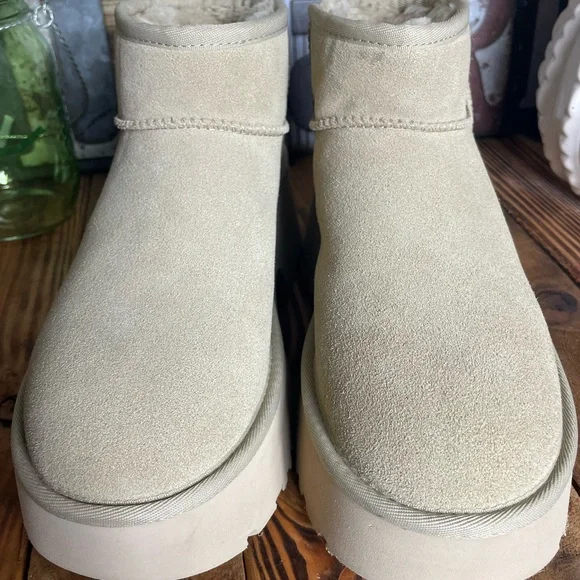 UGG Women's Ultra Mini New Heights Mustard Seed Platform Boots 1158311 - Picture 3 of 14